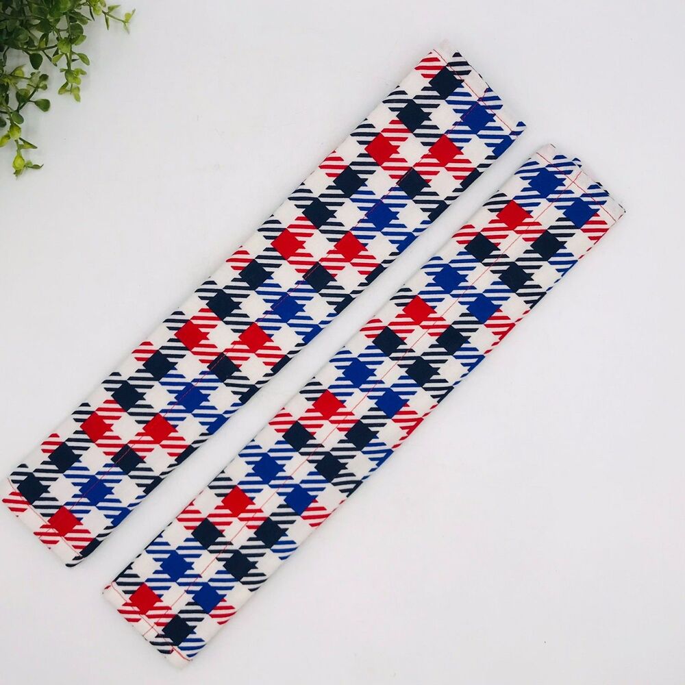 Set of 2 Refrigerator Handle Covers, Reversible, Patriotic Blocks 14x5